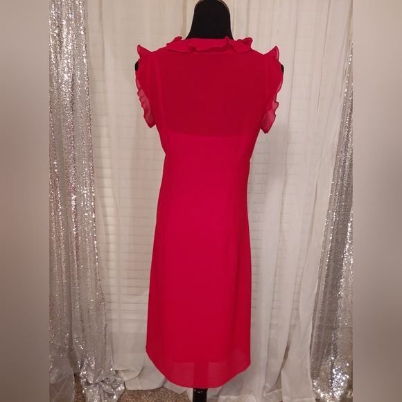 💕2 for $20 Dresses: Red Ruffle Neckline Dress - Picture 2 of 10